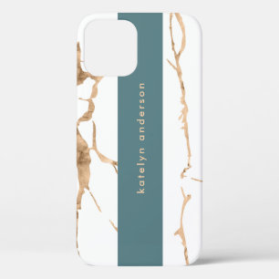 Funda Para iPhone 12 Profesional elegante de color blanco y dorado mode