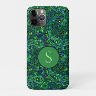 Funda Para iPhone 11 Pro Profusión de Paisley Floral Vibrante Azul Verde