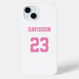 Funda Para iPhone 15 Mini Protector del número de nombre de Jersey blanco y