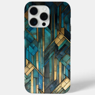 Funda Para iPhone 15 Pro Max Protector Verde azulado de oro turquesa inspirado