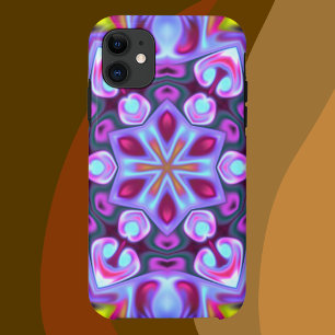 Funda Para iPhone 11 Psicodelia Hippie Azul rosa y Amarillo