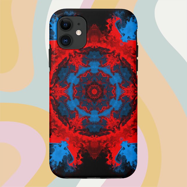 Funda De Case-Mate Para iPhone Psicodelia Hippie Rojo y Azul (Subido por el creador)