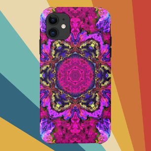 Funda Para iPhone 11 Psicodelia Hippie rosa amarillo y Naranja