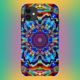 Funda Para iPhone 11 Psicodelia Kaleidoscope Azul Rojo y Verde