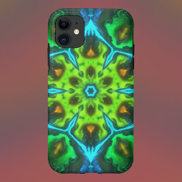 Funda Para iPhone 11 Psicodelia Kaleidoscope Azul verde y Naranja