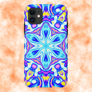 Funda Para iPhone 11 Psicodelia Mandala Flor azul morado y amarillo