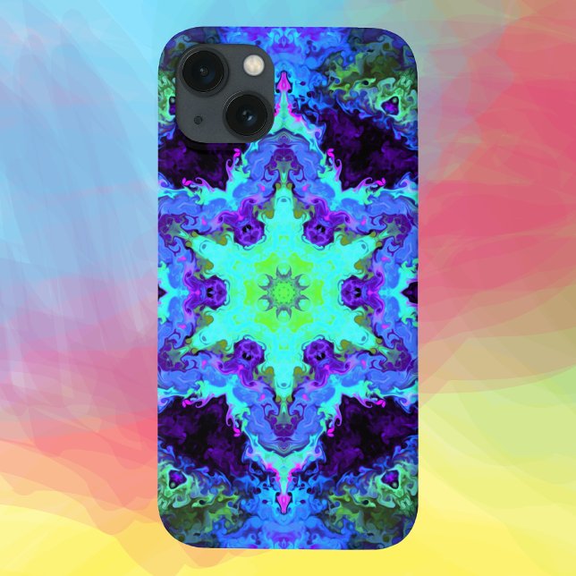 Funda De Case-Mate Para iPhone Psicodelia Mandala Flor Azul Verde y Púrpura (Subido por el creador)