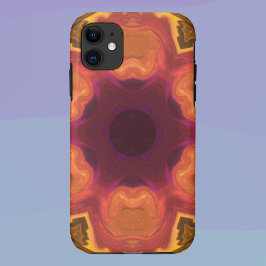Funda Para iPhone 11 Psicodelia Naranja de flores hippie morado y amari
