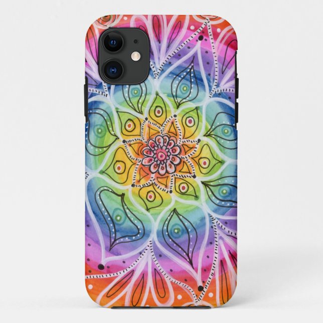 Funda De Case-Mate Para iPhone Psicodélico, hippie, flor Mandala iPhone 11 Funda (Reverso)
