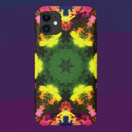 Funda Para iPhone 11 Psicodélico Mandala Flor rosa amarillo y verde
