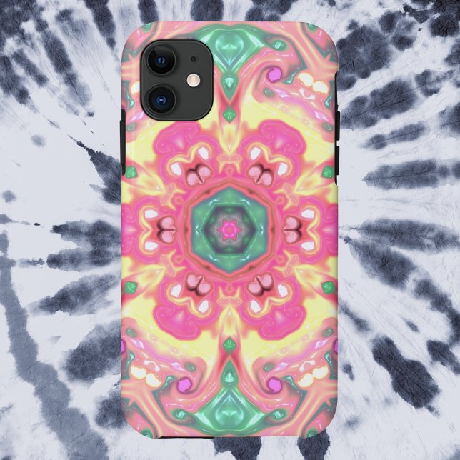 Funda De Case-Mate Para iPhone Psicodélico Mandala Flor Rosa Verde y Amarillo (Subido por el creador)