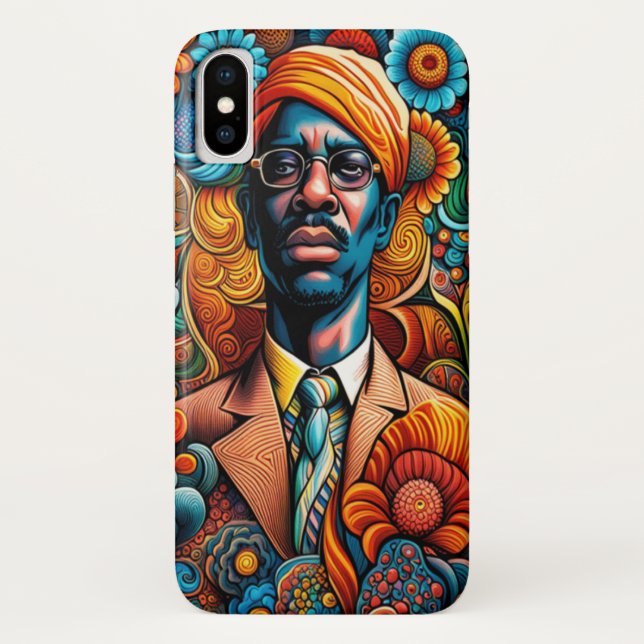 Funda De Case-Mate Para iPhone Psychedelica Resumen hombre afroamericano (Reverso)