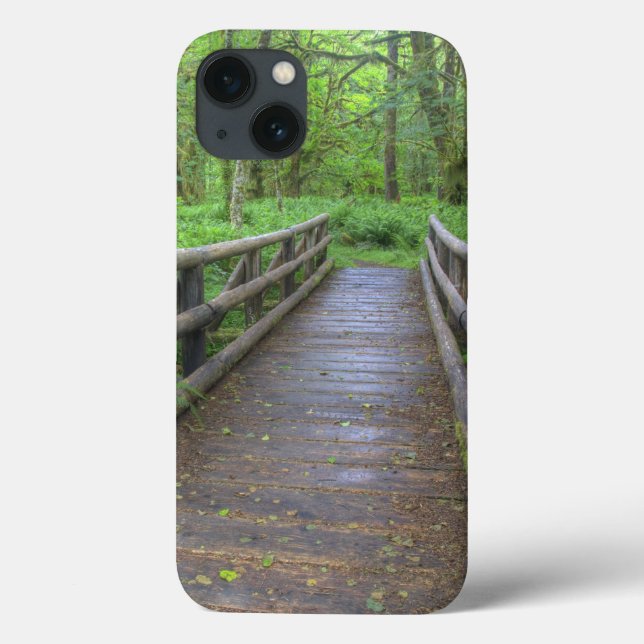 Funda De Case-Mate Para iPhone puente de madera del sendero Maple Glade, helechos (Reverso)