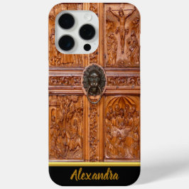 Funda Para iPhone 15 Pro Max Puerta de árbol de madera con un almidonado