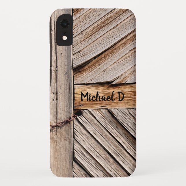Funda De Case-Mate Para iPhone Puerta de madera rústica personalizada con bloqueo (Reverso)