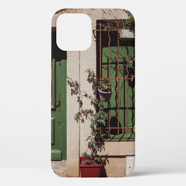 FUNDA DE Case-Mate PARA iPhone PUERTA DE MADERA VERDE CON PLANTA VERDE (Reverso )