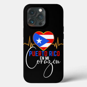Funda Para iPhone 13 Pro Puerto Rico en mi Corazón Orgullo Puertorriqueño  