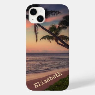 Funda Para iPhone 14 Plus De Case-Mate Puesta de sol adorable en la playa con palmeras