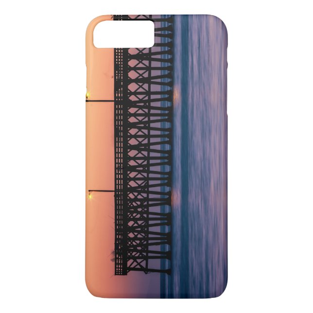 Funda De Case-Mate Para iPhone Puesta de sol en la playa del muelle (Reverso)