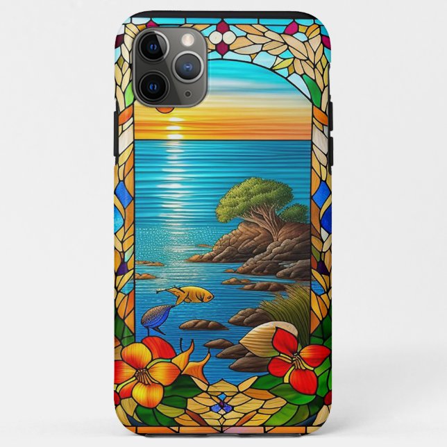 Funda De Case-Mate Para iPhone Puesta de sol sobre una costa rocosa (Reverso)