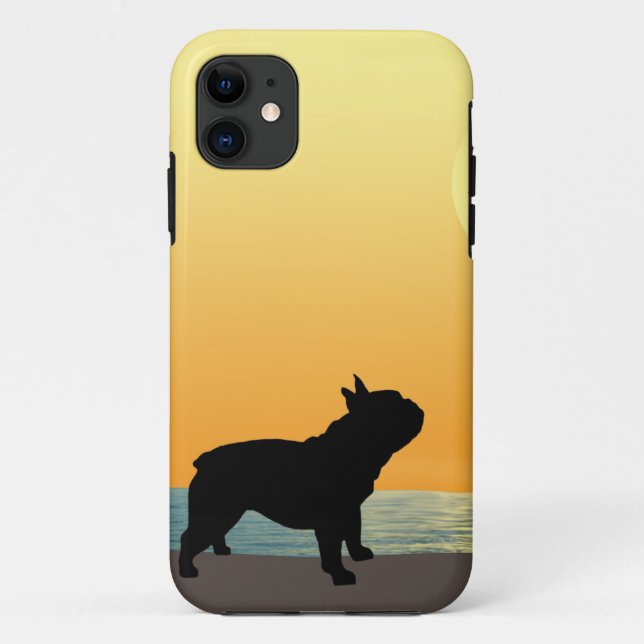 Funda De Case-Mate Para iPhone Puesta del sol de Surfside del bulldog francés (Reverso)