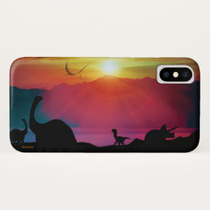 Funda Para iPhone X Puesta del sol del dinosaurio