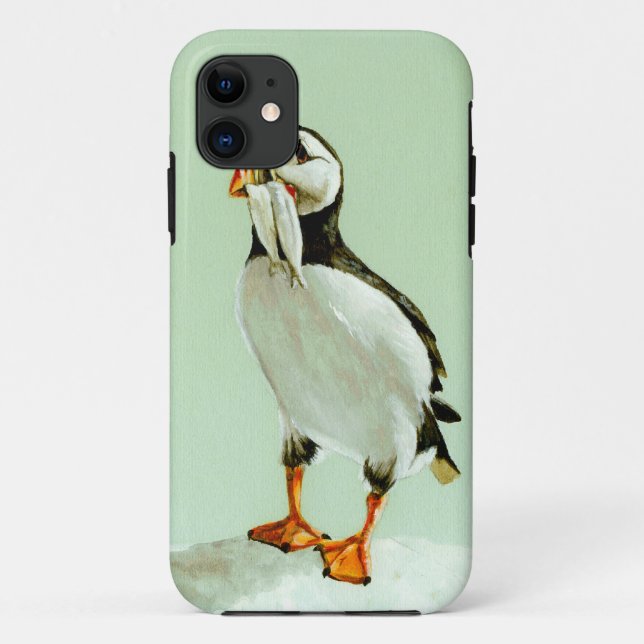 Funda De Case-Mate Para iPhone Puffin con peces (Reverso)