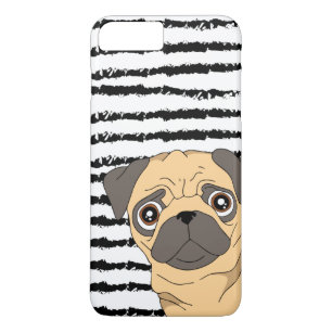 Funda Para iPhone 8 Plus/7 Plus Pug Black White a rayas