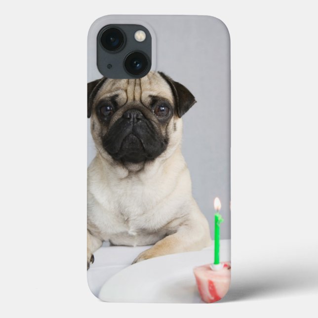 Funda De Case-Mate Para iPhone Pug de cumpleaños (Reverso)