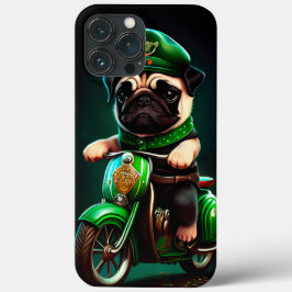 Funda Para iPhone 13 Pro Max Pug Dog Driving Bike St.