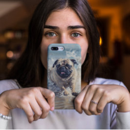 Funda Para iPhone 11 Pug feliz en la playa