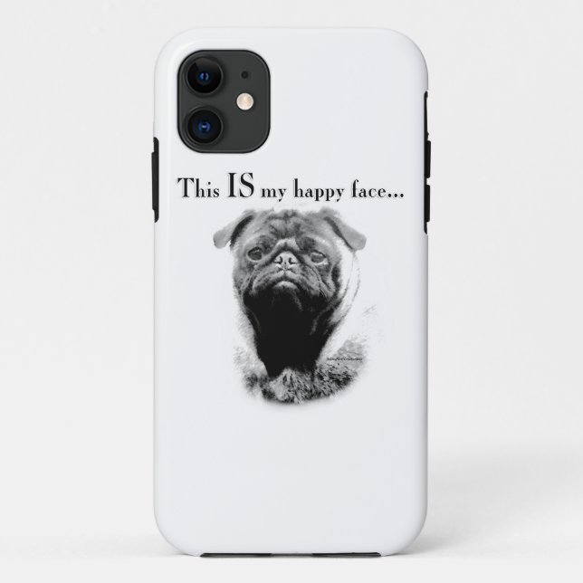 Funda De Case-Mate Para iPhone Pug Happy Face (Reverso)