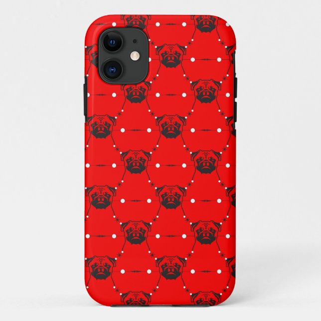 Funda De Case-Mate Para iPhone Pugs en Rojo (Reverso)