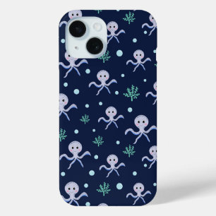 Funda Para iPhone 15 Pulpo bajo el mar patrón infantil