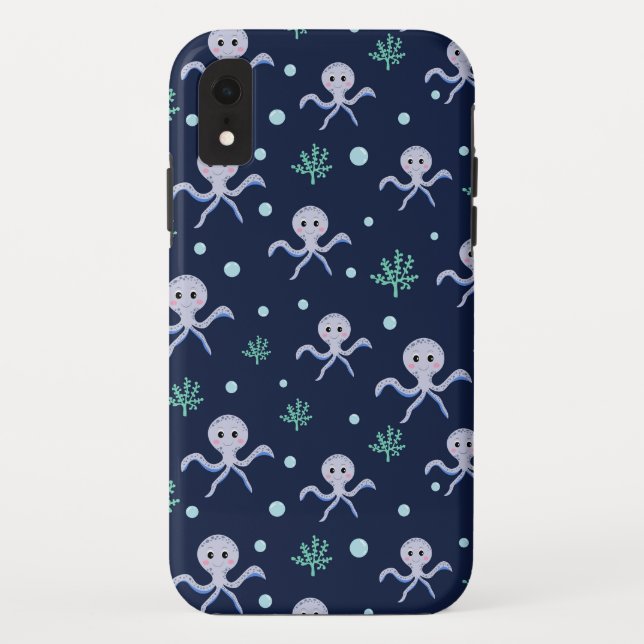Funda De Case-Mate Para iPhone Pulpo bajo el mar patrón infantil (Reverso)