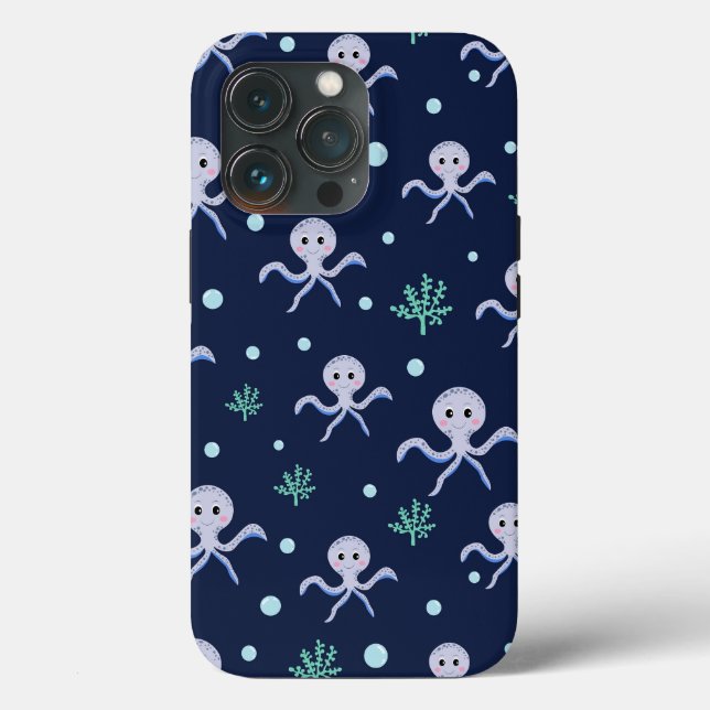 Funda De Case-Mate Para iPhone Pulpo bajo el mar patrón infantil (Reverso )