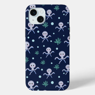 Funda Para iPhone 15 Mini Pulpo bajo el mar patrón infantil