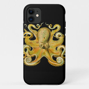 title_seo2 Pulpo de Ernst Haeckel del vintage en amarillo