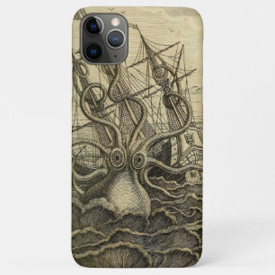 Funda Para iPhone 11 Pro Max Pulpo Gigante Grabado Antiguo 1801