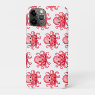 Funda Para iPhone 11 Pro Pulpo Kawaii Adorable Sosteniendo Corazón