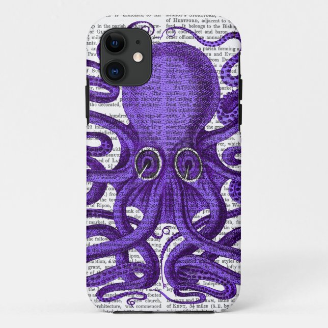 Funda De Case-Mate Para iPhone Pulpo morado (Reverso)