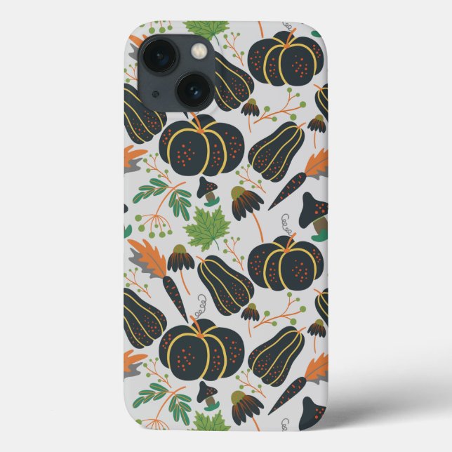 Funda De Case-Mate Para iPhone Pumpkin seamless pattern carrot black and white (Reverso)
