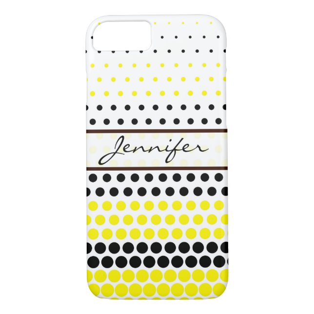Funda De Case-Mate Para iPhone Punto de polka amarillo y negro de cadmio (Reverso)