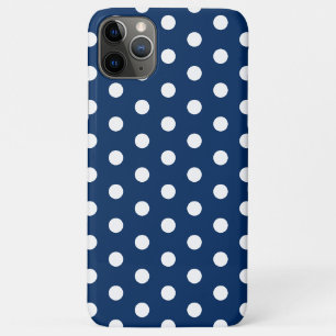 Funda Para iPhone 11 Pro Max Punto de Polka azul y blanco Pastel de la Marina