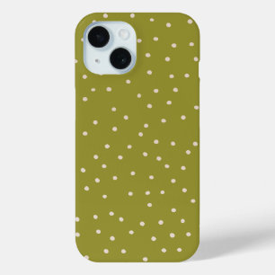 Funda Para iPhone 15 Punto de Polka Blanco verde y cálido desaturado pe