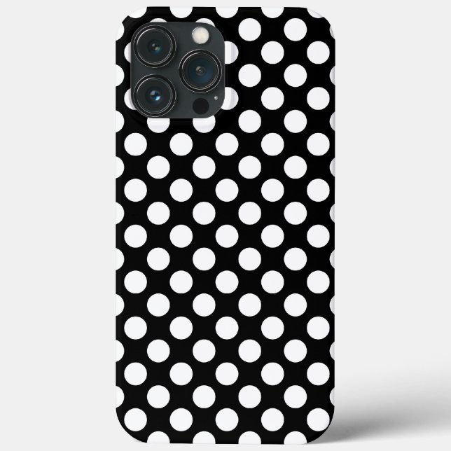 Funda De Case-Mate Para iPhone Punto de polka blanco y negro (Reverso )