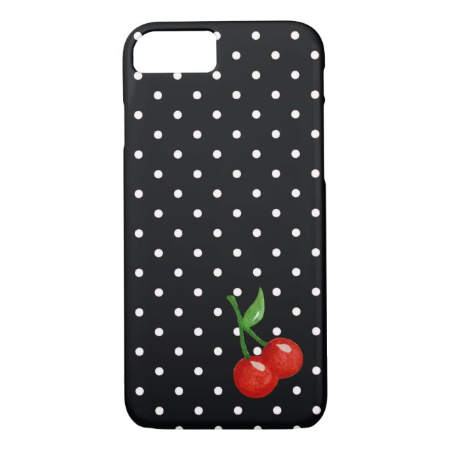 Funda De Case-Mate Para iPhone Punto de polka blanco y negro con arándanos (Reverso)