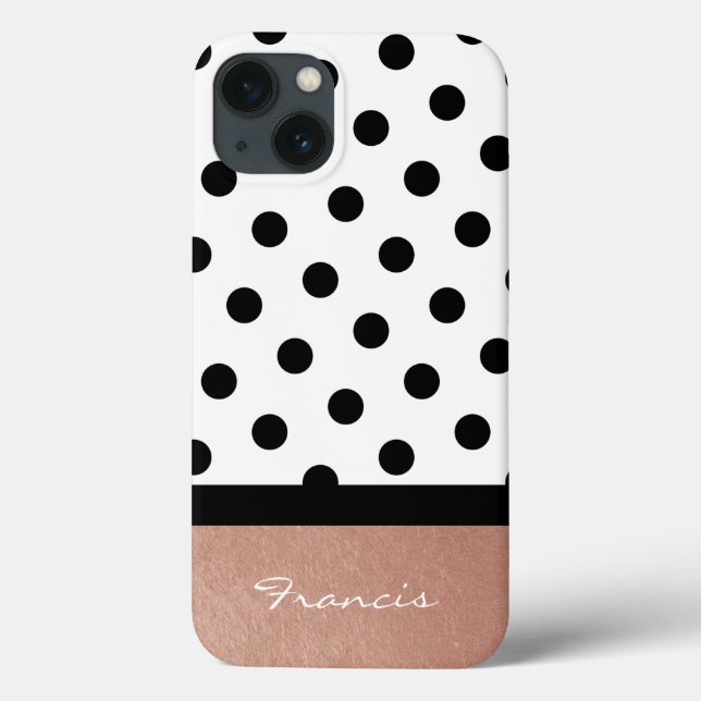 Funda De Case-Mate Para iPhone Punto de Polka Blanco y Negro Rosa personalizado (Reverso)