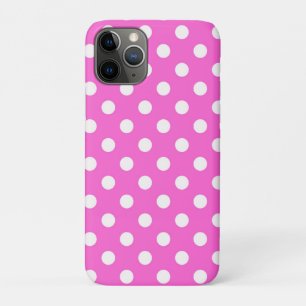 Funda Para iPhone 11 Pro Punto de polka blanco y rosado caliente