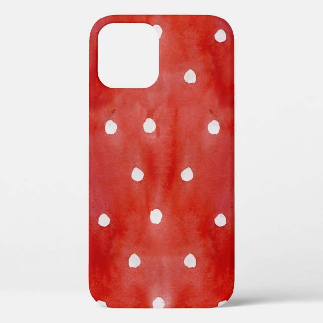 Funda De Case-Mate Para iPhone Punto de polka rojo, acuarela sin costuras. (Reverso )